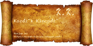 Kozák Kincső névjegykártya