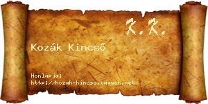 Kozák Kincső névjegykártya